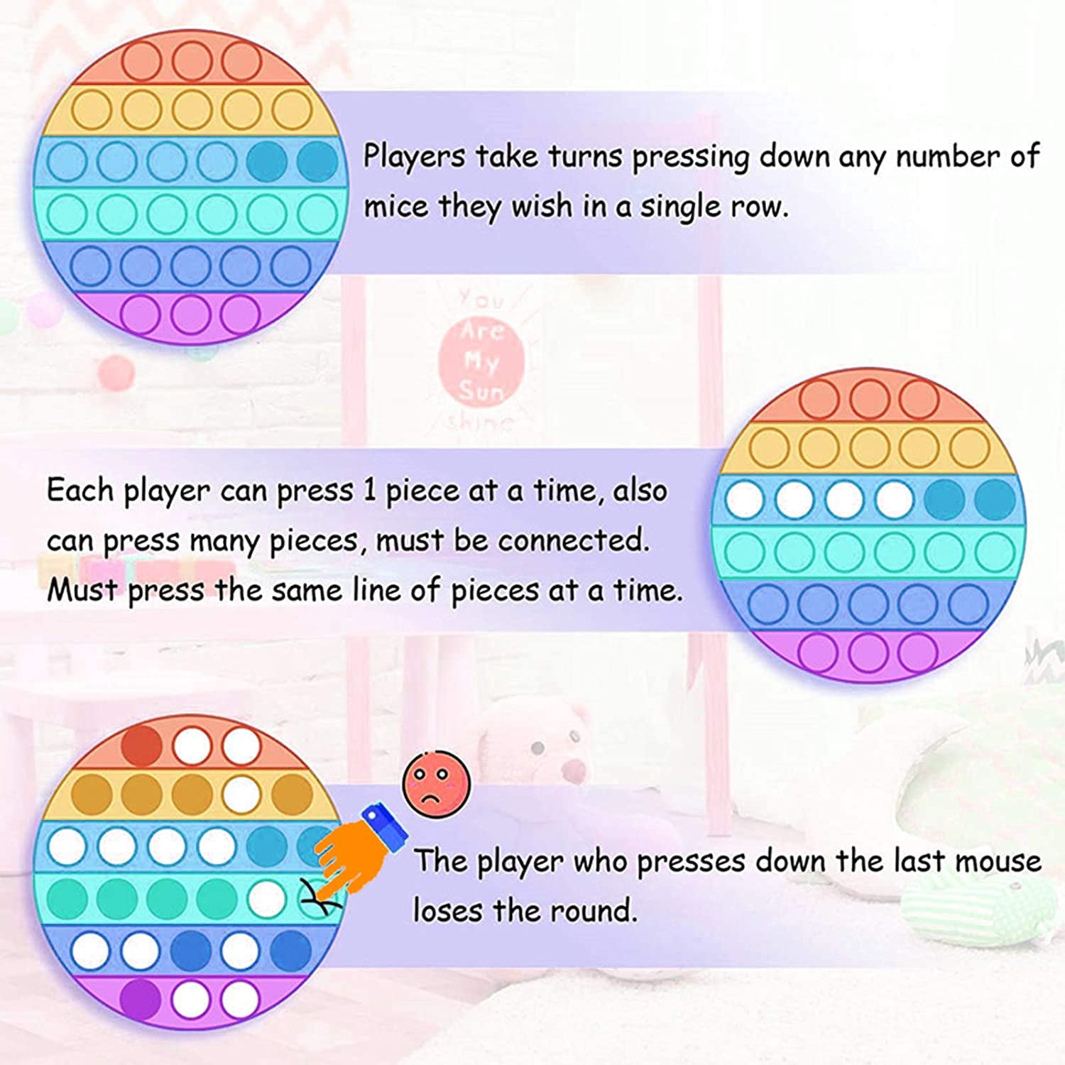Fidget Toys Pack Push Pop Bubble Fidget Sensory Toy Silicone Stress Reliever Push Pop Fidget Toy Squeeze Sensory Toy for Kids with ADD, ADHD
