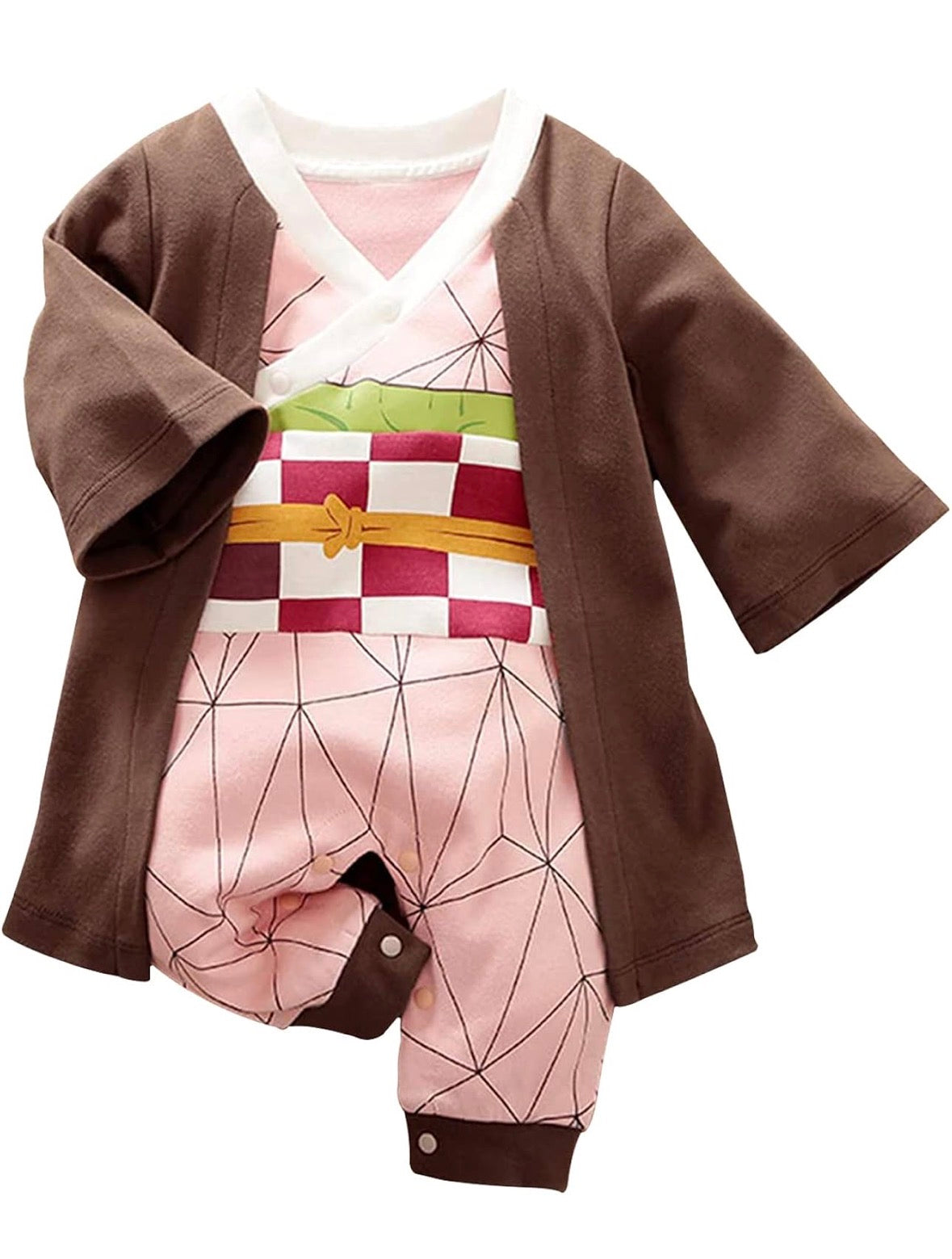 Anime Inspired Baby Romper Costume – Demon Slayer Character Cosplay Outfit for Infants & Newborns